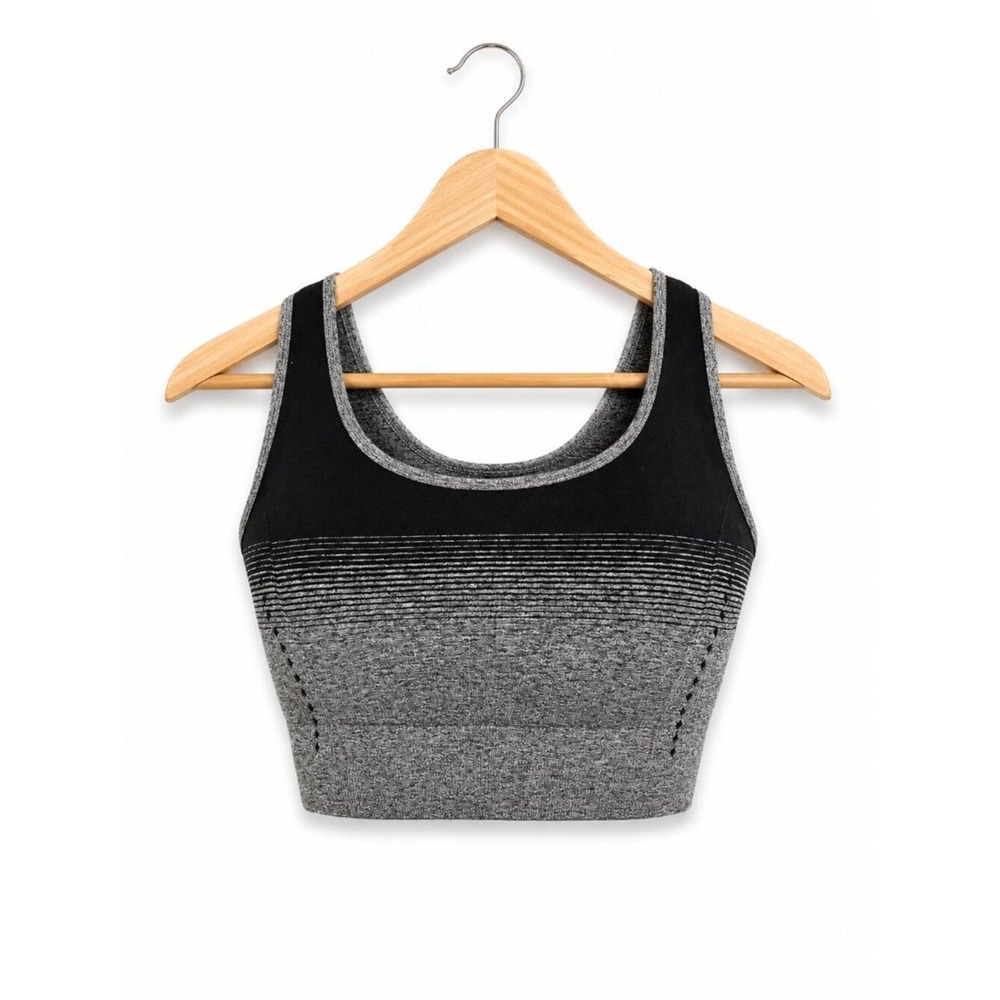 Womens Sports Bra Black‎ Gray Size Small Medium Striped Tank